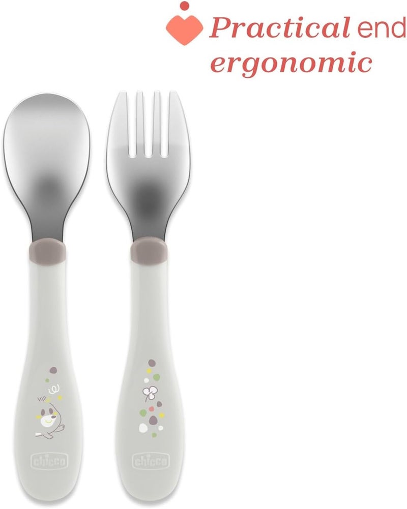 Chicco Metal Cutlery 18m+, Pink - Image 3